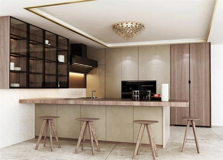 Wood Grain Finish Kitchen Cabinets