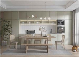 Модерен бежов кухненски шкаф